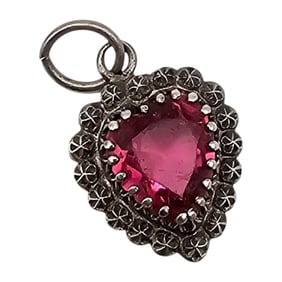 Rhinestone Sterling Silver Heart Pendant 1.9 G