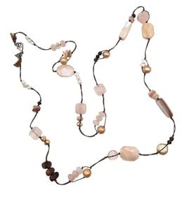 Silpada Pearl Mother Of Pearl Rose Quartz Sterling Silver Necklace 42.7 G