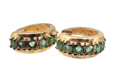 Ross Simons Emerald Gold Over Sterling Silver Hoop Earrings 4.8 G