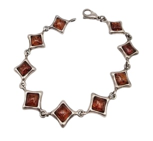 Amber Sterling Silver Bracelet 12.4 G
