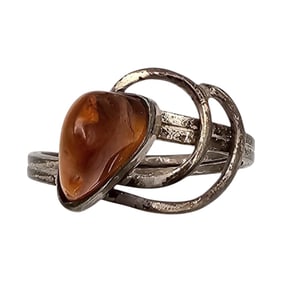 Amber Sterling Silver Ring Size 7.75 2.7 G