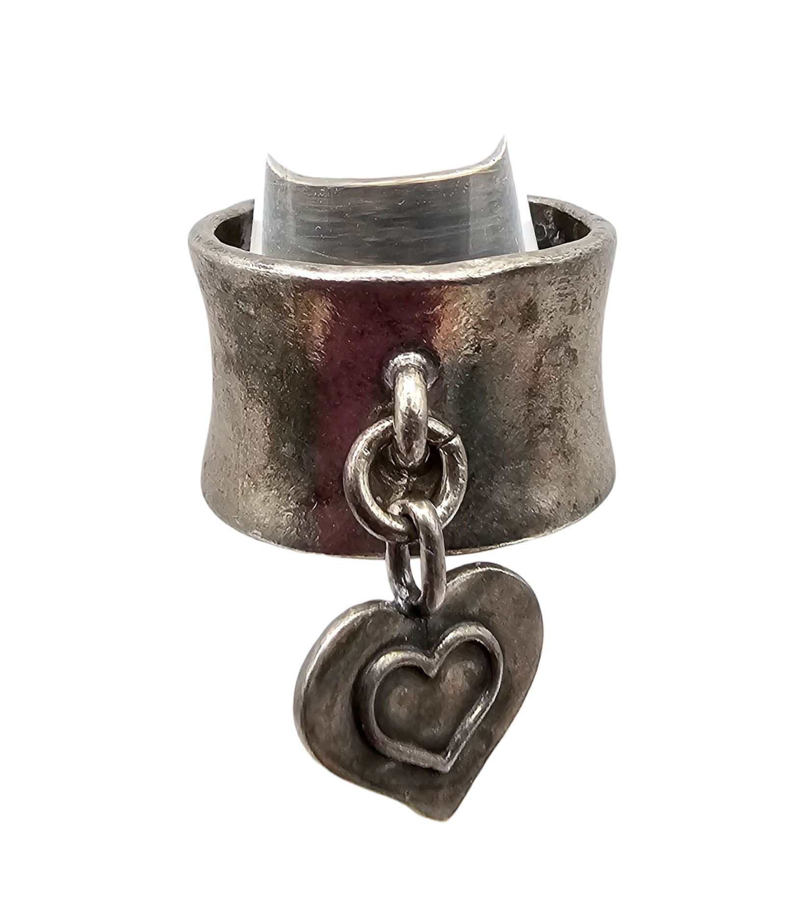 Sterling Silver Heart Dangle Ring Size 5.75 7.5 G: Sterling Silver heart Dangle Ring Size 5.75 7.5 G