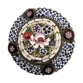 Italy Micro Mosaic Floral Brooch