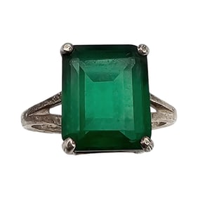 Rhinestone Sterling Silver Cocktail Ring Size 7.25 3.7 G