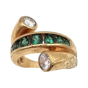 Ross Simons Rhinestone Gold Over Sterling Silver Cocktail Ring Size 8.5 8.2 G