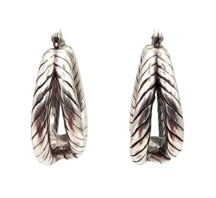 Sterling Silver Hollow Form Hoop Earrings 14.9 G
