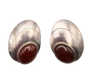 GM? Carnelian Sterling Silver Earrings 11.8 G