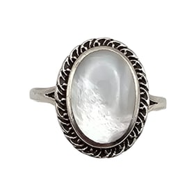 B Mother Of Pearl Sterling Silver Ring Size 6.5 3.1 G