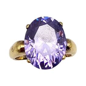 M Rhinestone Gold Over Sterling Silver Cocktail Ring Size 7.5 7.7 G