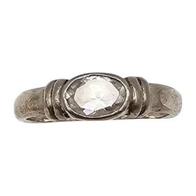 Rhinestone Sterling Silver Cocktail Ring Size 6.25 2.7 G