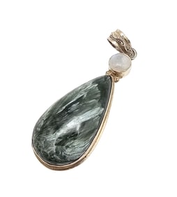 Dyed Selenite Moonstone Sterling Silver Pendant 14.2 G