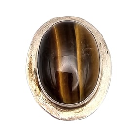 Tigers Eye Sterling Silver Ring Size 9.5 17.2 G