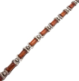 Amber Sterling Silver Bracelet 12.7 G