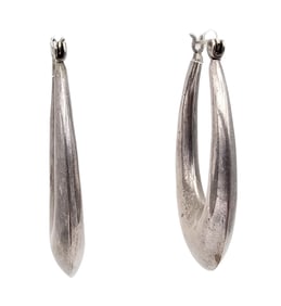 Sterling Silver Hollow Form Hoop Earrings 10.9 G