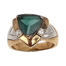 Ross Simons Chrome Tourmaline Gold Over Sterling Silver Cocktail Ring Size 6.75 5.6 G