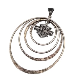 Harley Davidson Motorcycle Sterling Silver Circles Pendant 7 G