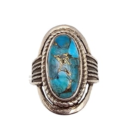 India Turquoise Sterling Silver Ring Size 7.5 7.1 G