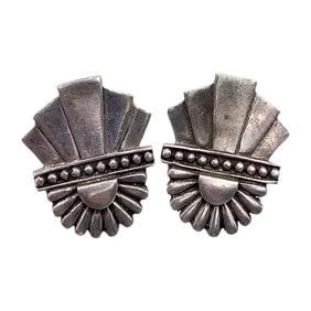 Sterling Silver Fan Floral Earrings 15.6 G