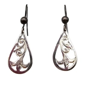 Signed Sterling Silver Ivy Drop Dangle Earrings 2.7 G
