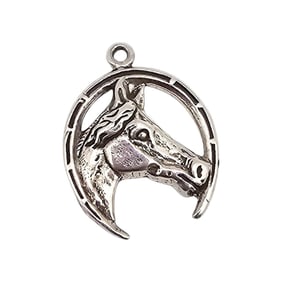Sterling Silver Horseshoe Horse Charm 2.1 G
