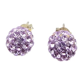 Rhinestone Sterling Silver Earrings 1.9 G