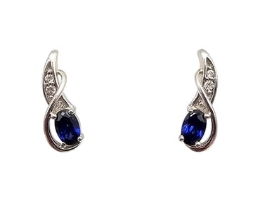 SUN Sapphire Sterling Silver Earrings 2.8 G