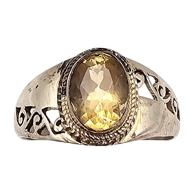 Heat Treated Amethyst Sterling Silver Cocktail Ring Size 7 3.1 G