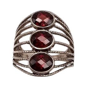 PYI Rhinestone Sterling Silver Cocktail Ring Size 11.25 7.8 G