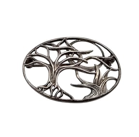 Signed Mother Of Pearl Sterling Silver Tree Brooch 4.7 G