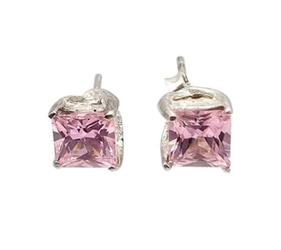 Rhinestone Sterling Silver Earrings 1.5 G