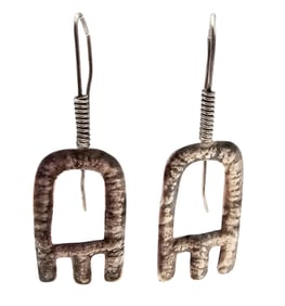 Greek? Sterling Silver Drop Dangle Earrings 6.7 G