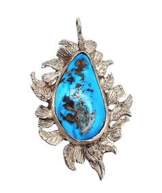 Southwestern Style Turquoise Sterling Silver Pendant 14.3 G