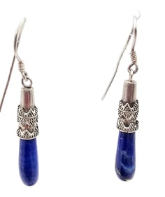 Lapis Sterling Silver Drop Dangle Earrings 4.1 G