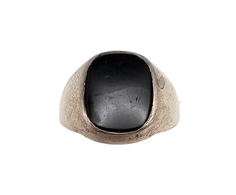 Signed MLT Black Rhinestone Sterling Silver Ring Size 6 4 G