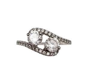SU Cubic Zirconia Sterling Silver Cocktail Ring Size 6.75 2.4 G