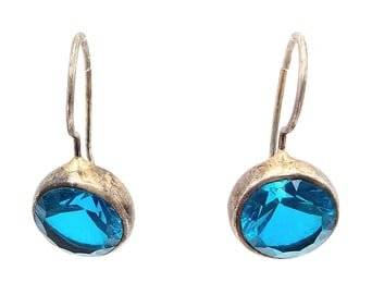 Rhinestone Sterling Silver Drop Dangle Earrings 7.1 G