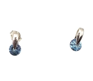 Rhinestone Sterling Silver Earrings 1.2 G