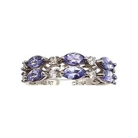RT Rhinestone Sterling Silver Cocktail Ring Size 5.75 2.1 G