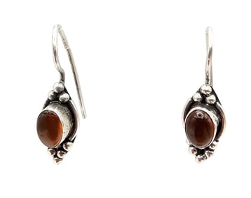 Amber Sterling Silver Drop Dangle Earrings 2.8 G