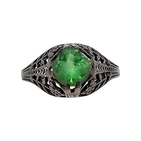 Vintage Rhinestone Sterling Silver Cocktail Ring Size 6.5 1.6 G