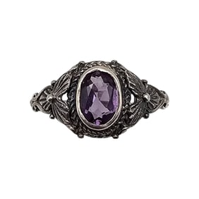 Rhinestone Sterling Silver Cocktail Ring Size 7.5 2.2 G