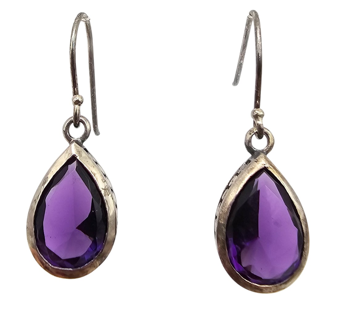 Amethyst Sterling Silver Drop Dangle Earrings 4.8 G (1 of 4)