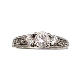 CI Rhinestone Sterling Silver Cocktail Ring Size 7.25 2.6 G