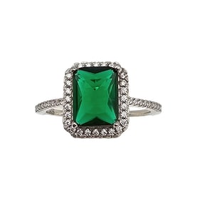 S Rhinestone Sterling Silver Cocktail Ring Size 8 3 G