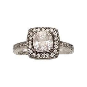 NT Rhinestone Sterling Silver Cocktail Ring Size 6.75 2.9 G