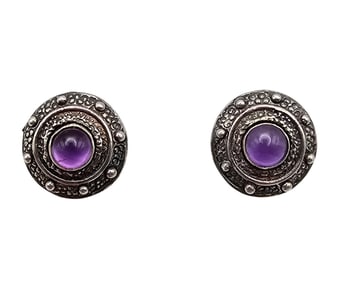 Signed Rhinestone Sterling Silver Earrings 5.4 G