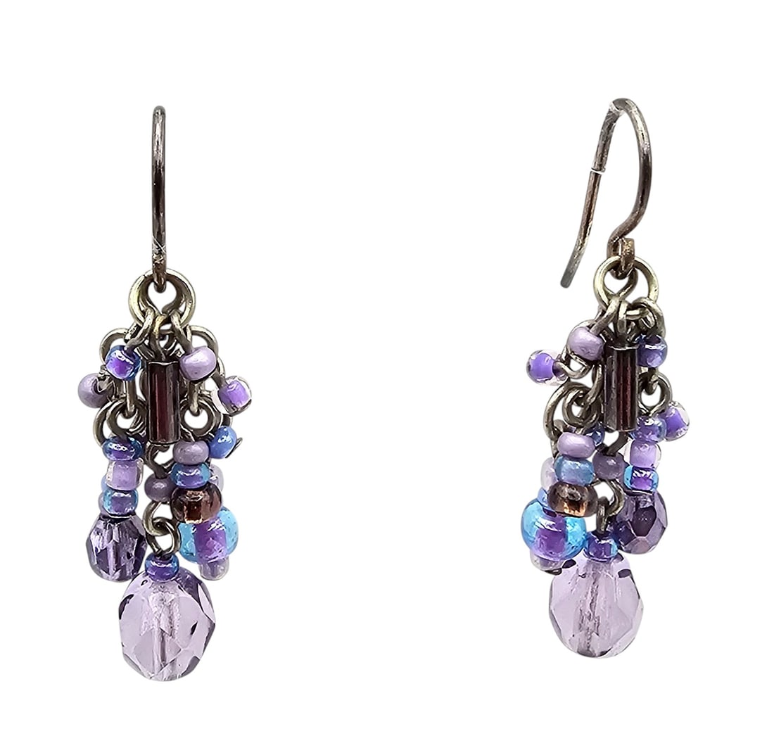 Bead Sterling Silver Fringe Drop Dangle Earrings 2.7 G (1 of 3)