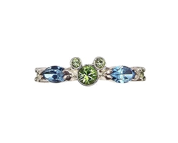 Disney Rhinestone Sterling Silver Cocktail Ring Size 4.75 1.5 G