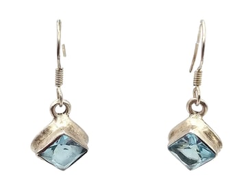Rhinestone Sterling Silver Drop Dangle Earrings 3.9 G