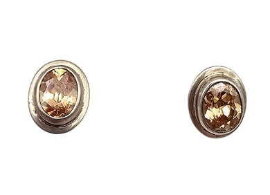 Rhinestone Sterling Silver Earrings 4.4 G